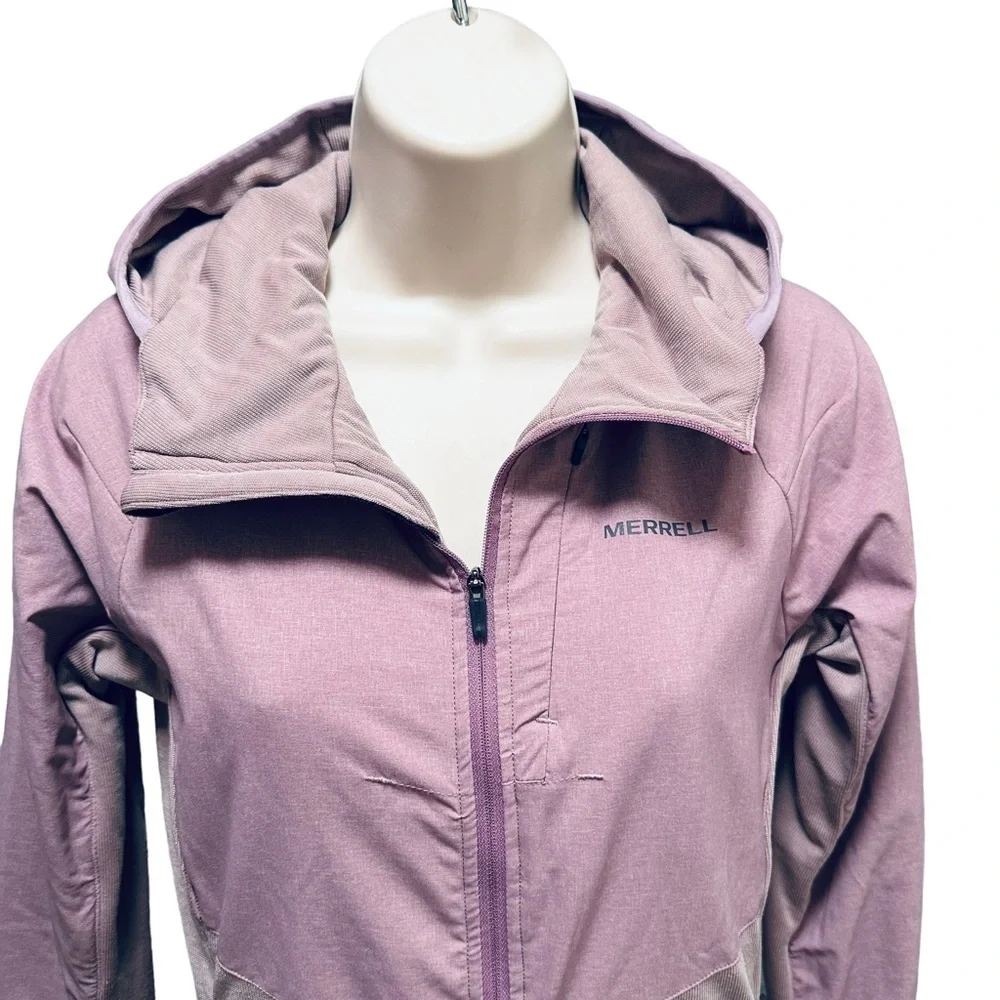 MERRELL Full Zip Up Hooded Jacket Lightweight Warm Polartec Wind Breaker 6858